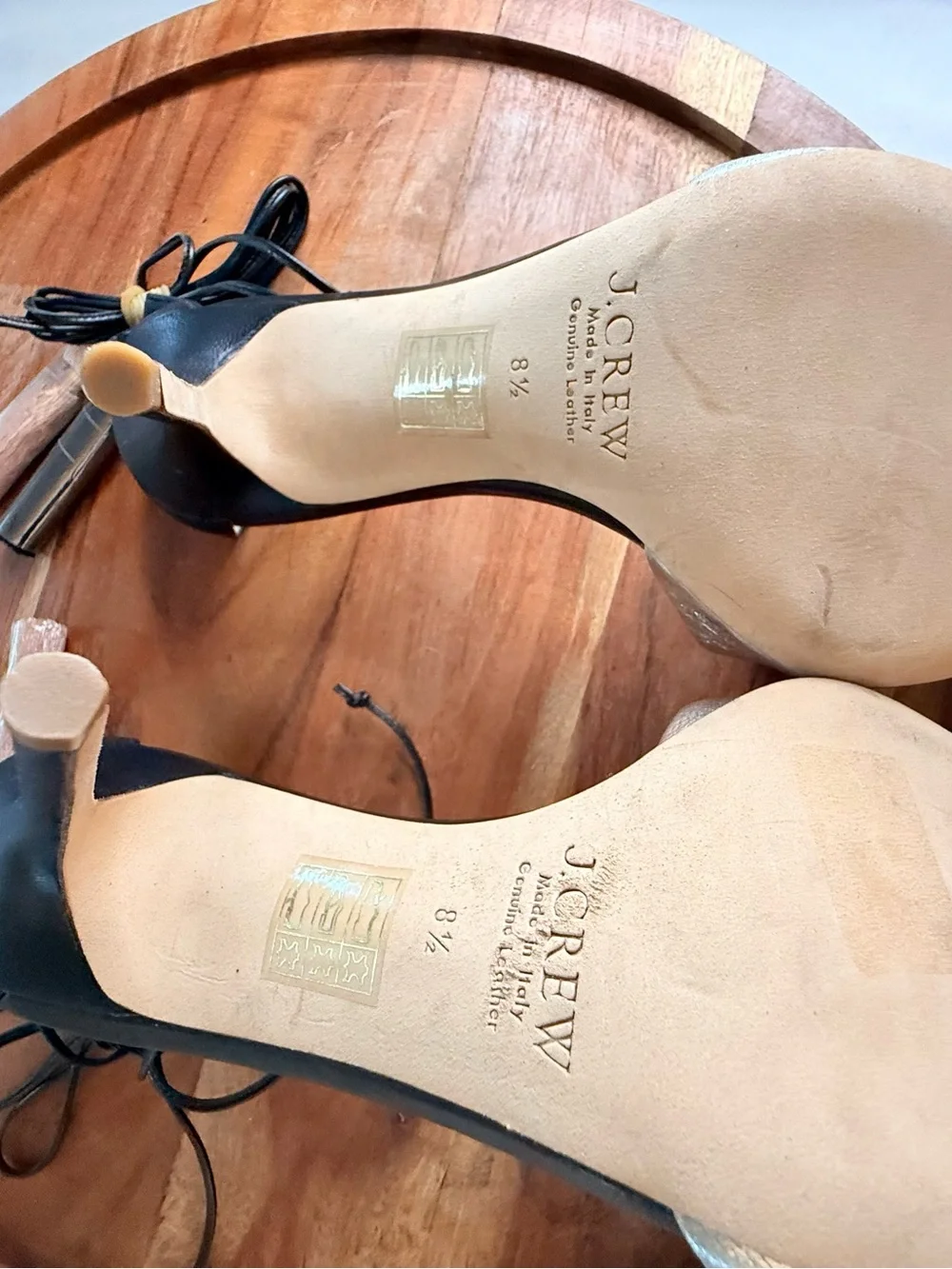 J. Crew Silver Pointed D'Orsay Flats with Black Heel and Lace Tie